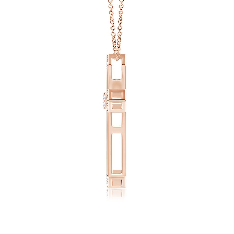 1.2mm GVS2 Pointed Open Cross Pendant with Diamond Accents in Rose Gold side-1