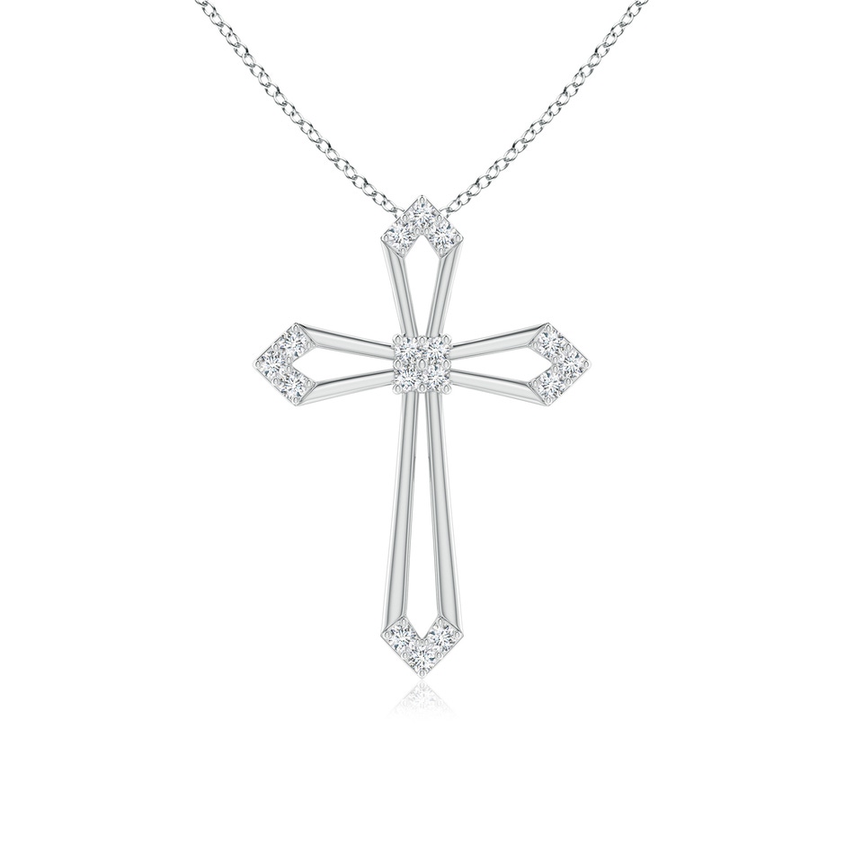 1.2mm GVS2 Pointed Open Cross Pendant with Diamond Accents in White Gold 
