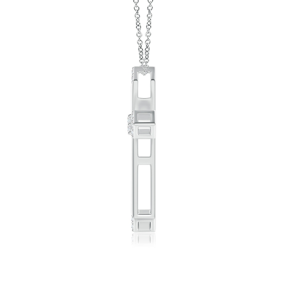 1.2mm GVS2 Pointed Open Cross Pendant with Diamond Accents in White Gold side-1