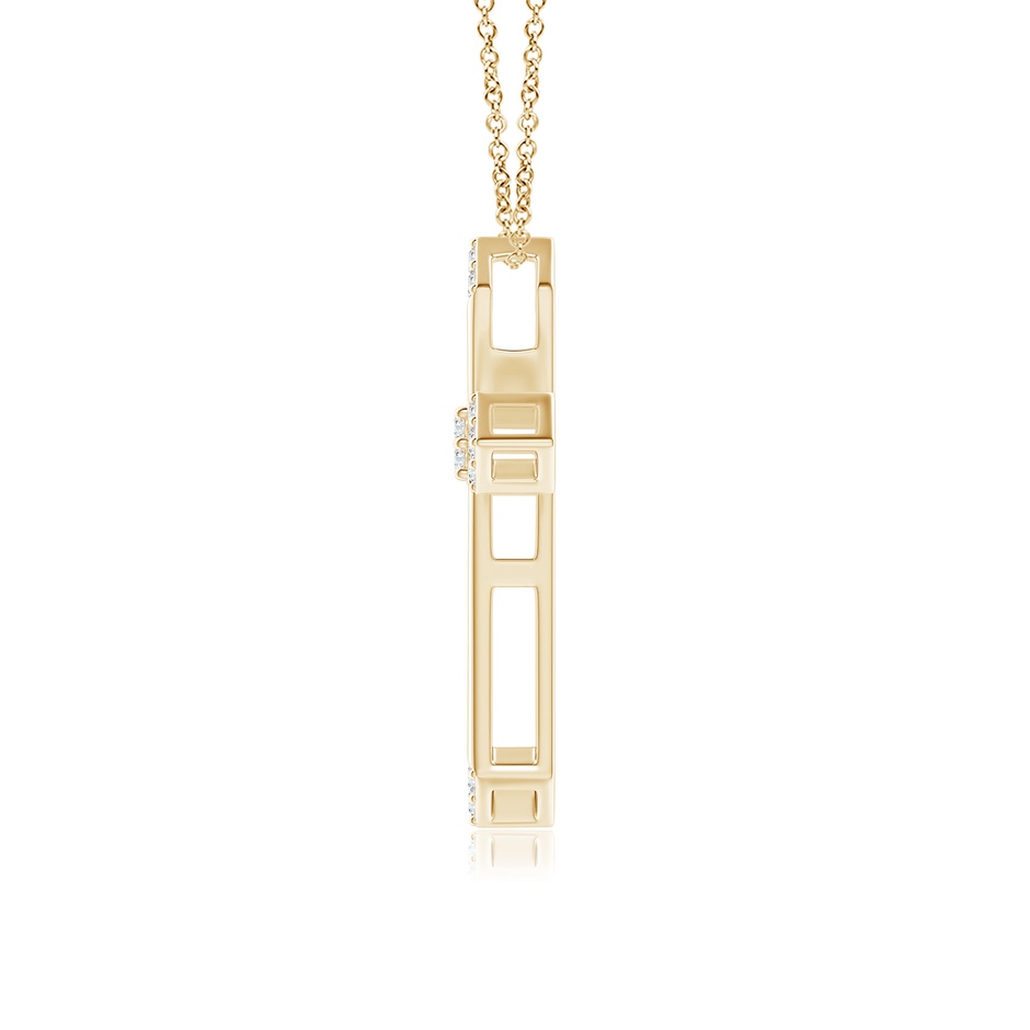 1.2mm GVS2 Pointed Open Cross Pendant with Diamond Accents in Yellow Gold side-1