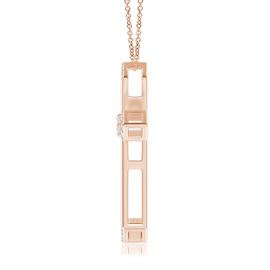 1.4mm GVS2 Pointed Open Cross Pendant with Diamond Accents in Rose Gold side-1