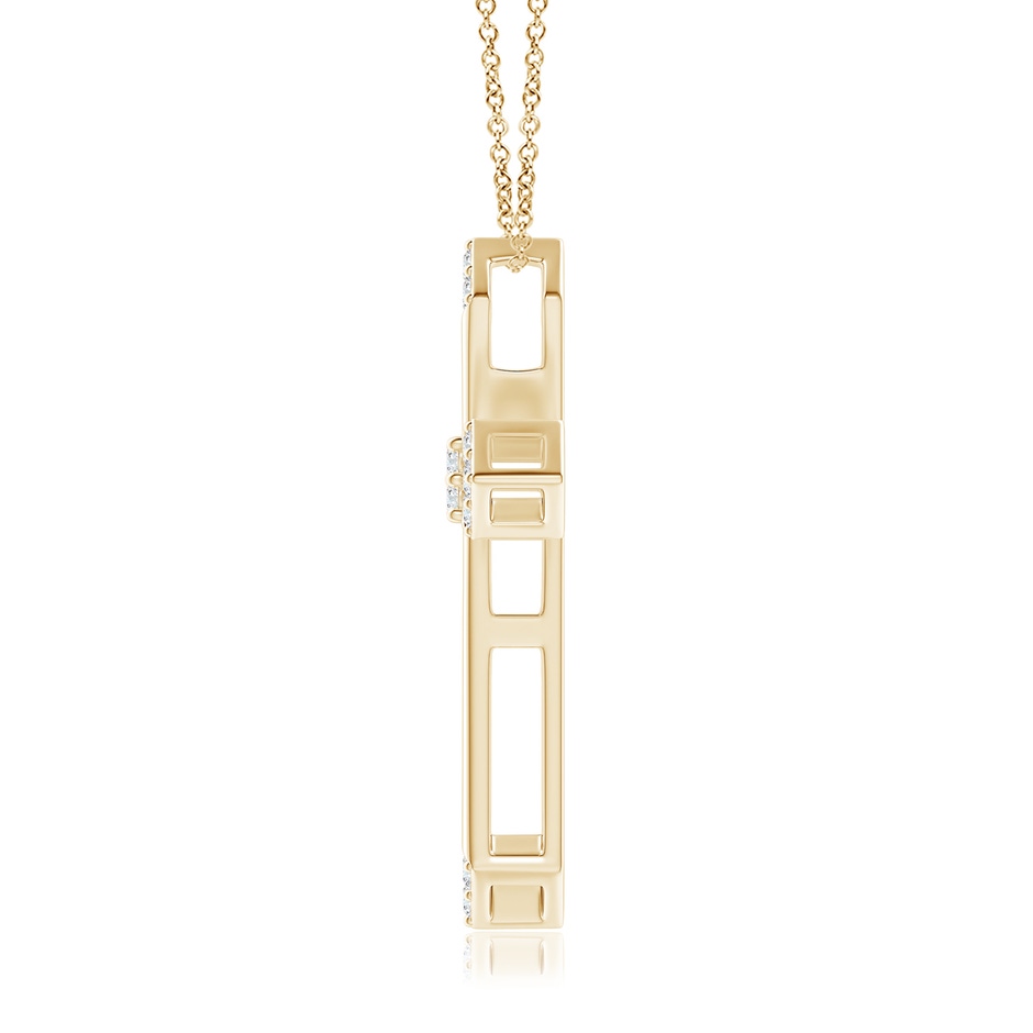 1.4mm GVS2 Pointed Open Cross Pendant with Diamond Accents in Yellow Gold side-1