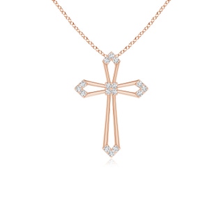 1mm GVS2 Pointed Open Cross Pendant with Diamond Accents in Rose Gold