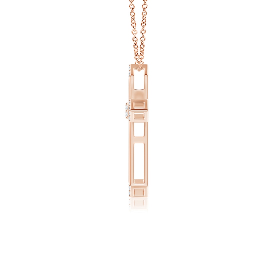 1mm GVS2 Pointed Open Cross Pendant with Diamond Accents in Rose Gold side-1