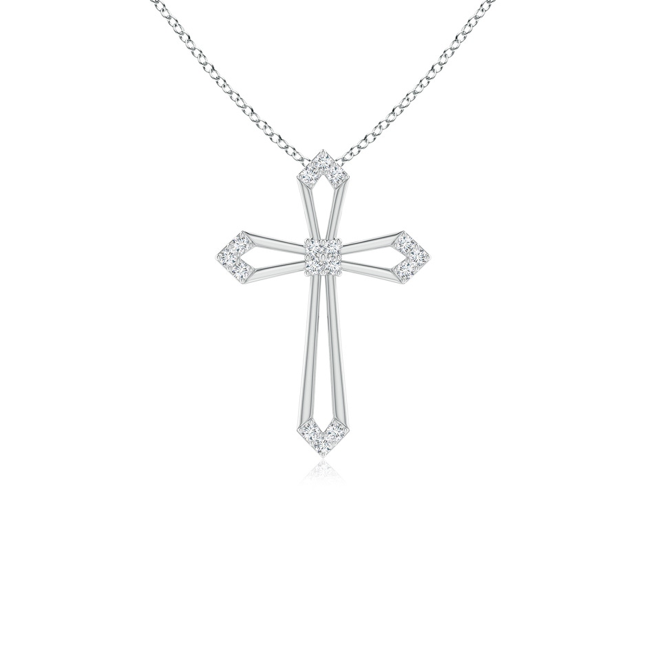 1mm GVS2 Pointed Open Cross Pendant with Diamond Accents in White Gold 