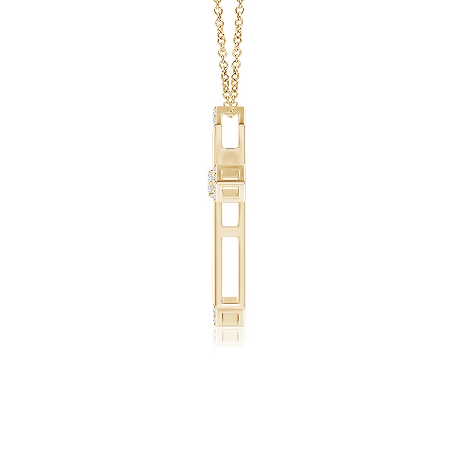 1mm GVS2 Pointed Open Cross Pendant with Diamond Accents in Yellow Gold side-1