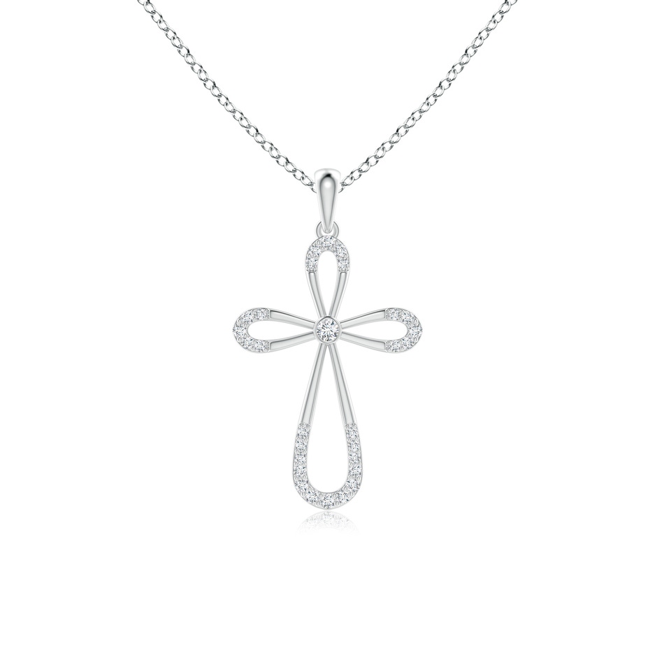 1.9mm GVS2 Diamond Infinity Bow Cross Pendant with Bezel-Set Accent in White Gold 