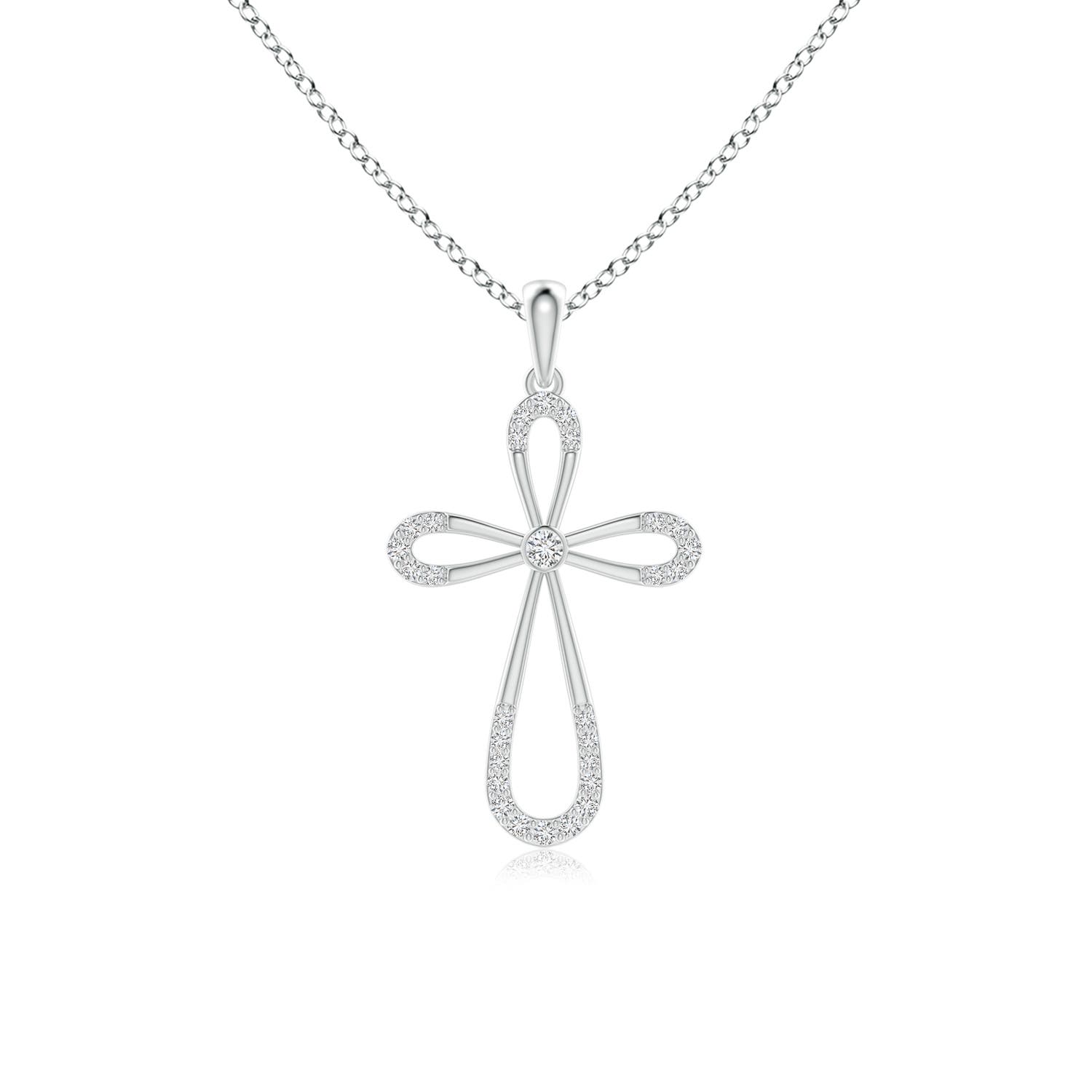 1.9mm HSI2 Diamond Infinity Bow Cross Pendant with Bezel-Set Accent in 18CT White Gold