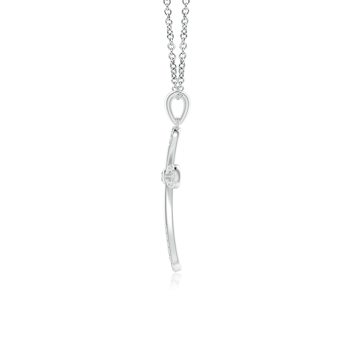 1.9mm HSI2 Diamond Infinity Bow Cross Pendant with Bezel-Set Accent in 18K White Gold