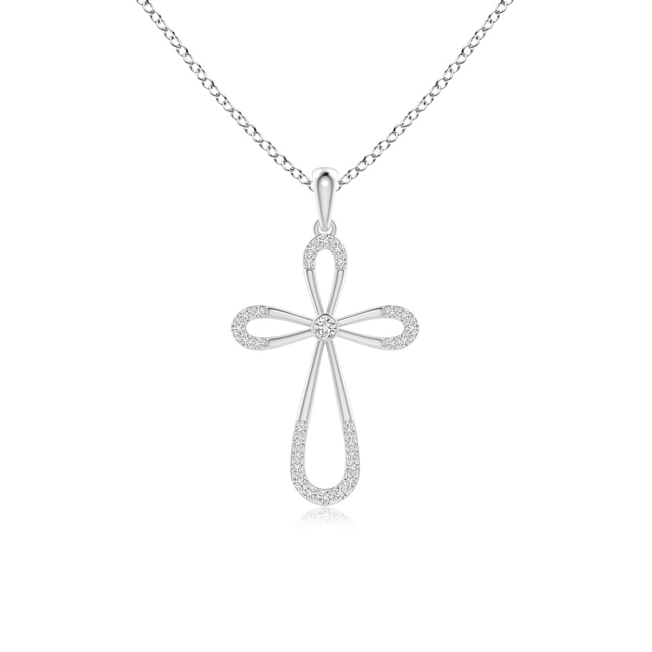 1.9mm HSI2 Diamond Infinity Bow Cross Pendant with Bezel-Set Accent in White Gold 