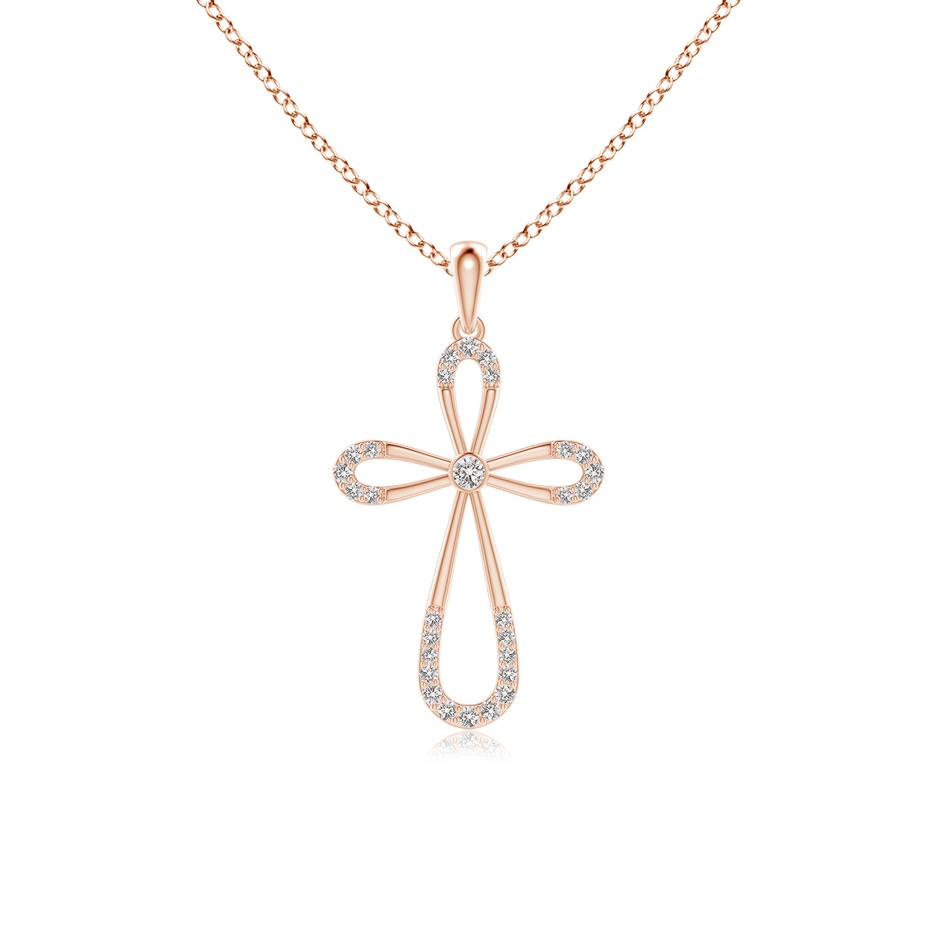 1.9mm IJI1I2 Diamond Infinity Bow Cross Pendant with Bezel-Set Accent in Rose Gold 