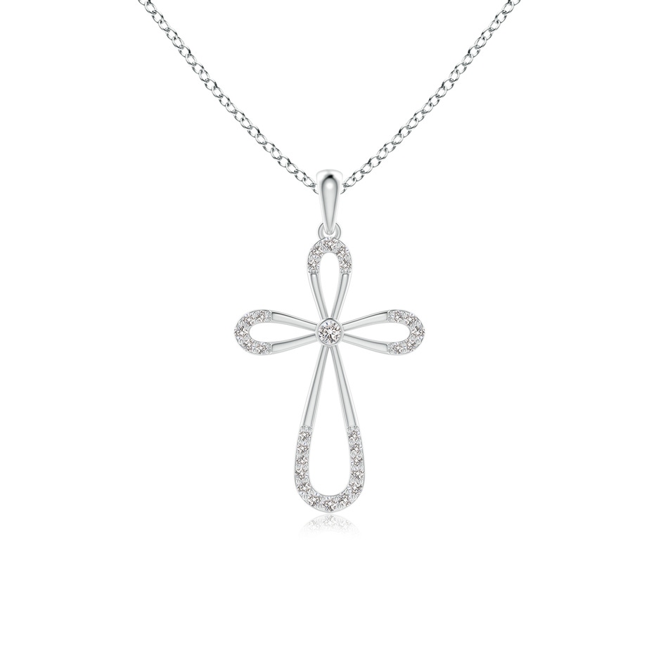 1.9mm IJI1I2 Diamond Infinity Bow Cross Pendant with Bezel-Set Accent in White Gold 