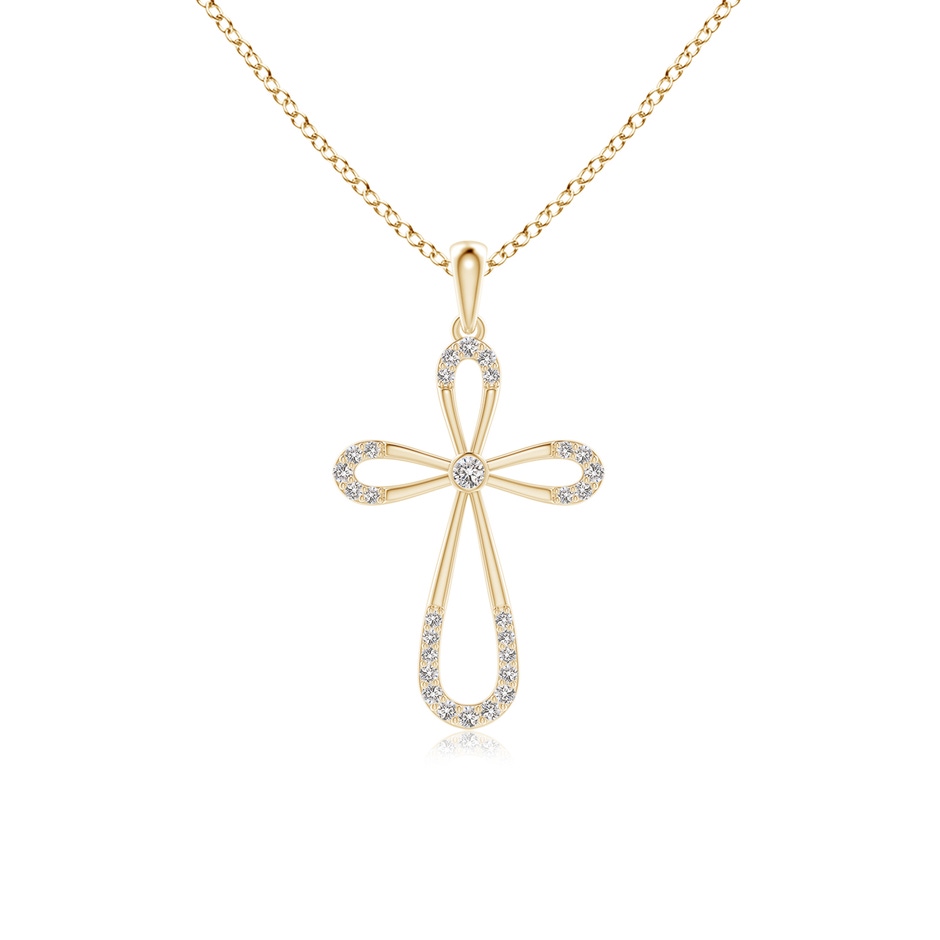 1.9mm IJI1I2 Diamond Infinity Bow Cross Pendant with Bezel-Set Accent in Yellow Gold 