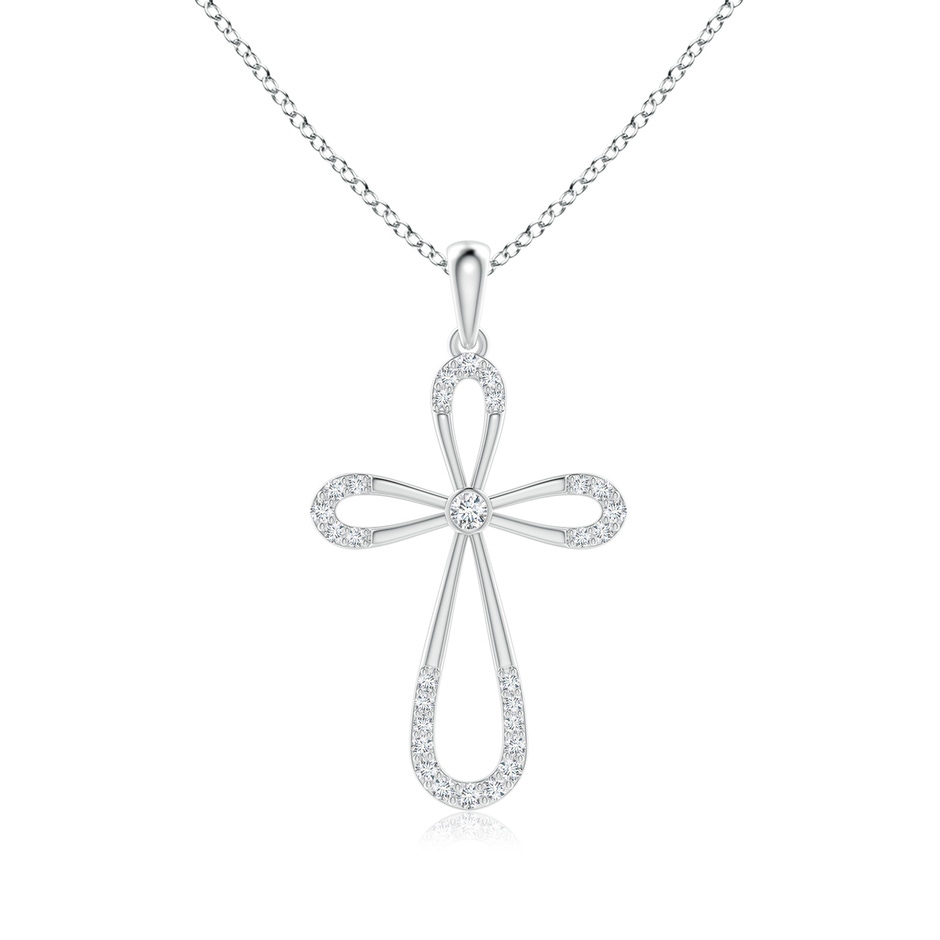 2.1mm GVS2 Diamond Infinity Bow Cross Pendant with Bezel-Set Accent in White Gold 