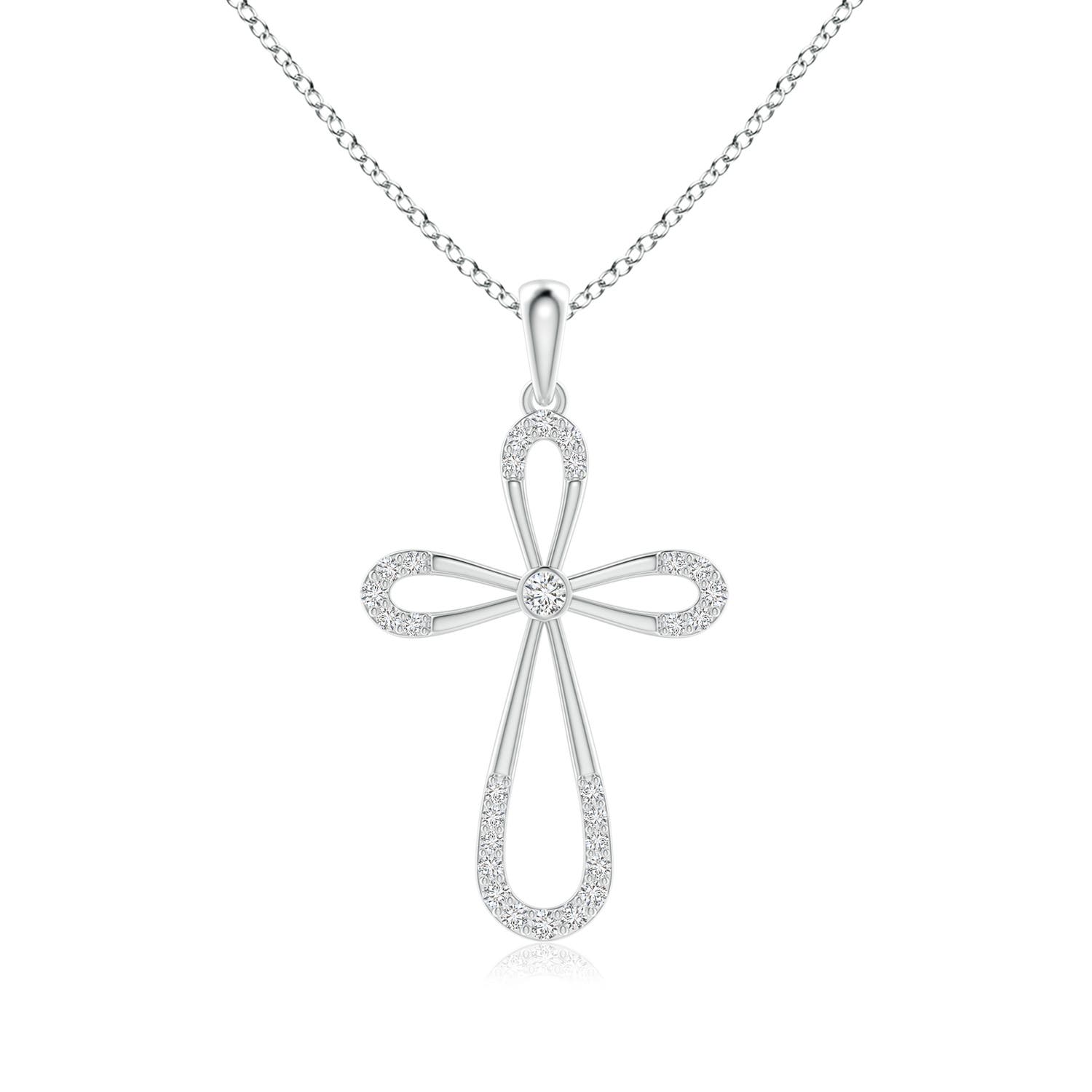 2.1mm HSI2 Diamond Infinity Bow Cross Pendant with Bezel-Set Accent in 18CT White Gold