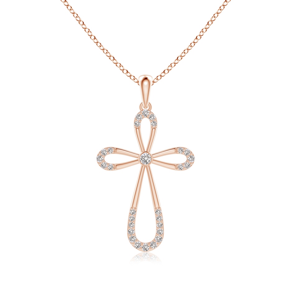 2.1mm IJI1I2 Diamond Infinity Bow Cross Pendant with Bezel-Set Accent in 18K Rose Gold 