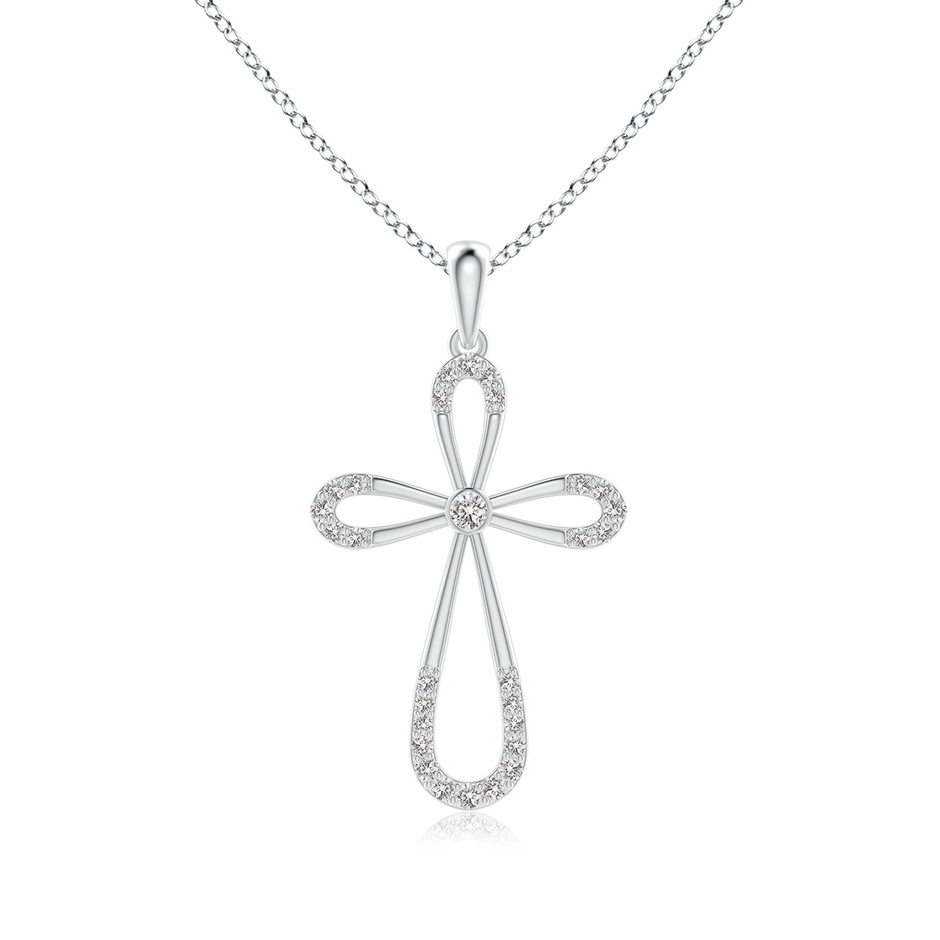 2.1mm IJI1I2 Diamond Infinity Bow Cross Pendant with Bezel-Set Accent in White Gold 