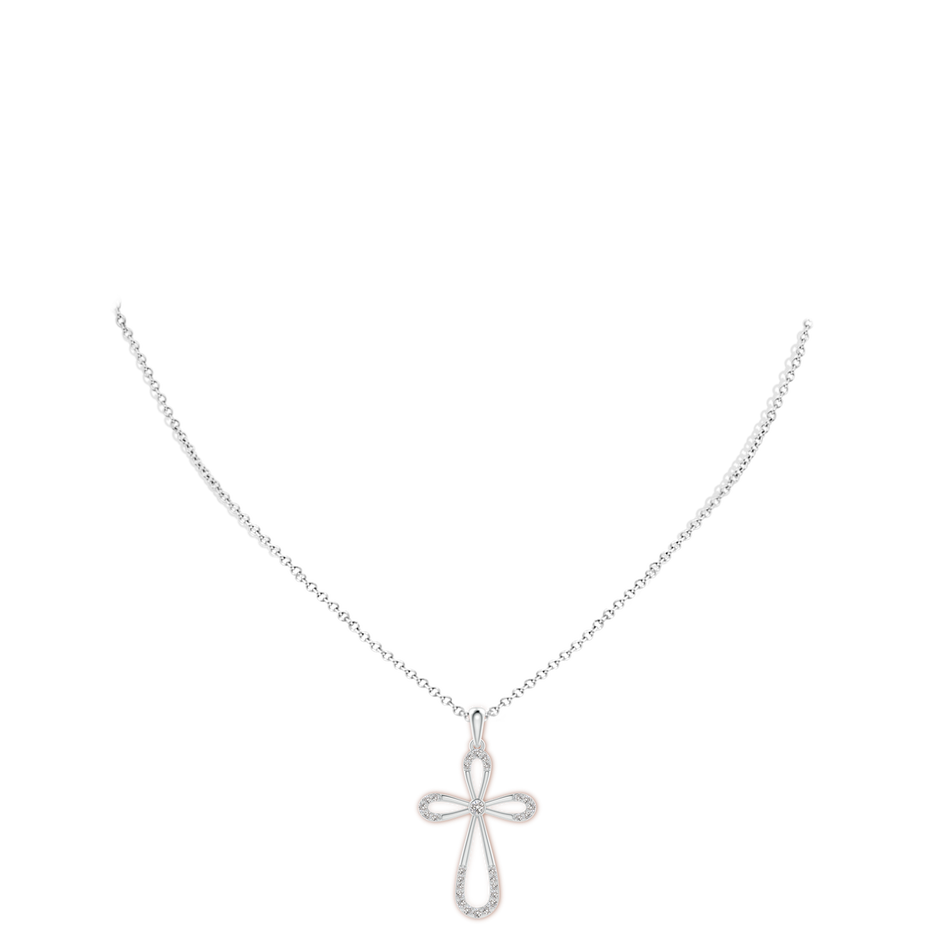 2.1mm IJI1I2 Diamond Infinity Bow Cross Pendant with Bezel-Set Accent in White Gold pen