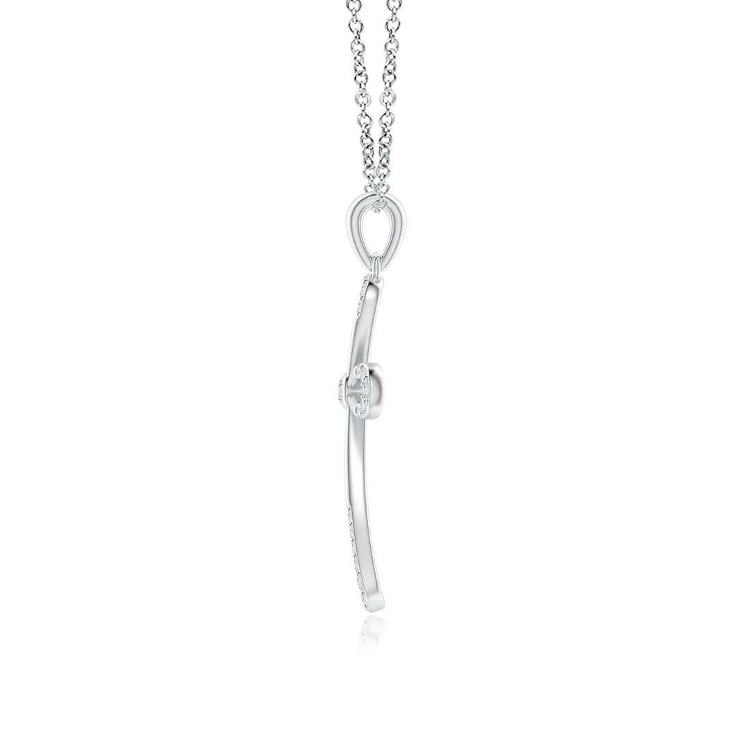 2mm HSI2 Diamond Infinity Bow Cross Pendant with Bezel-Set Accent in 18K White Gold - side 2
