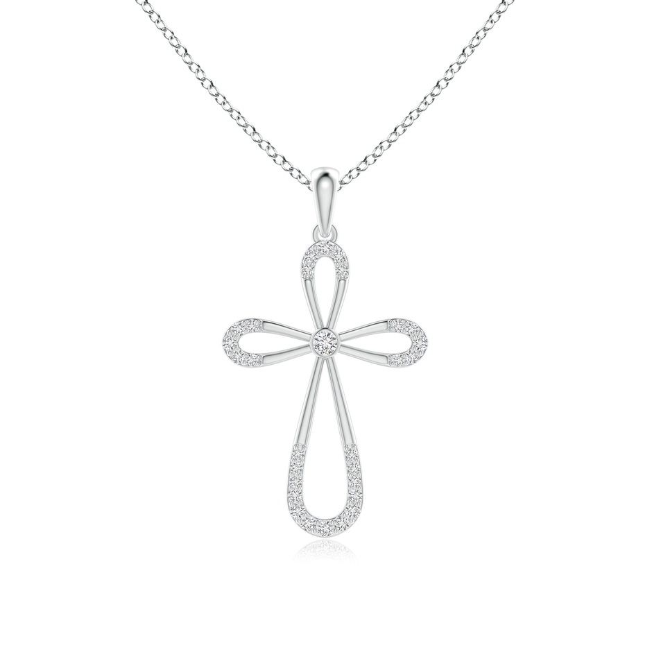 2mm HSI2 Diamond Infinity Bow Cross Pendant with Bezel-Set Accent in White Gold 