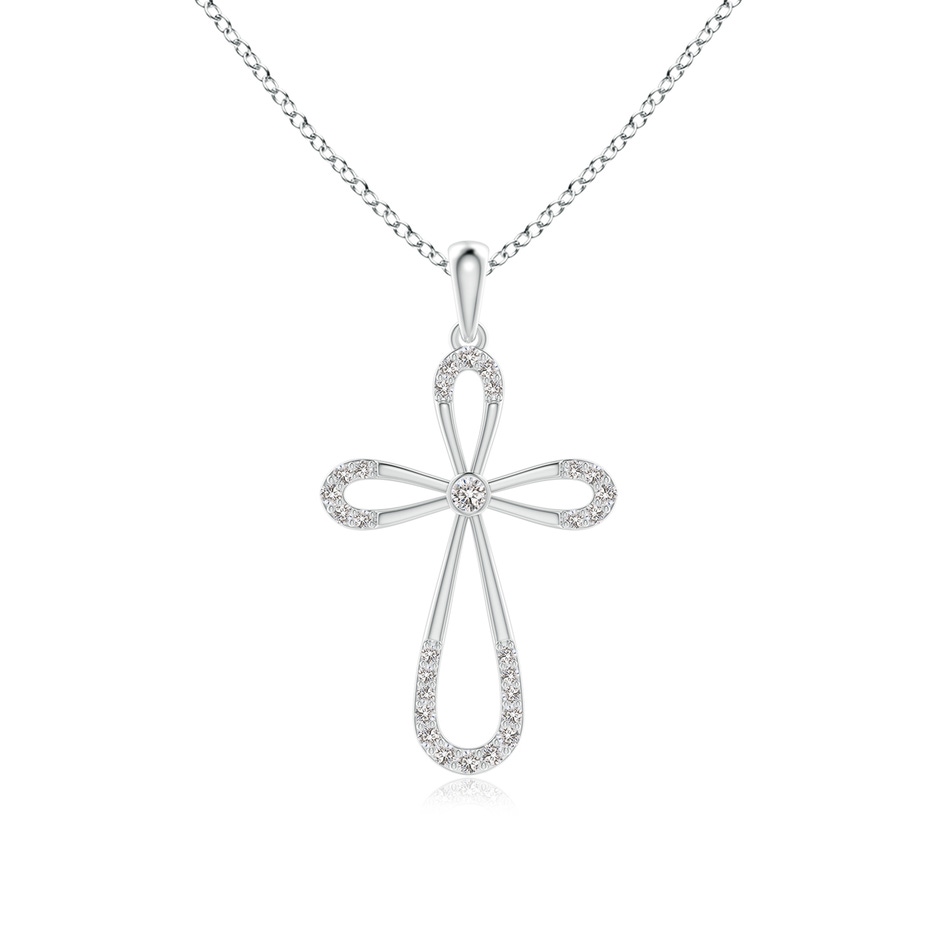 2mm IJI1I2 Diamond Infinity Bow Cross Pendant with Bezel-Set Accent in White Gold 