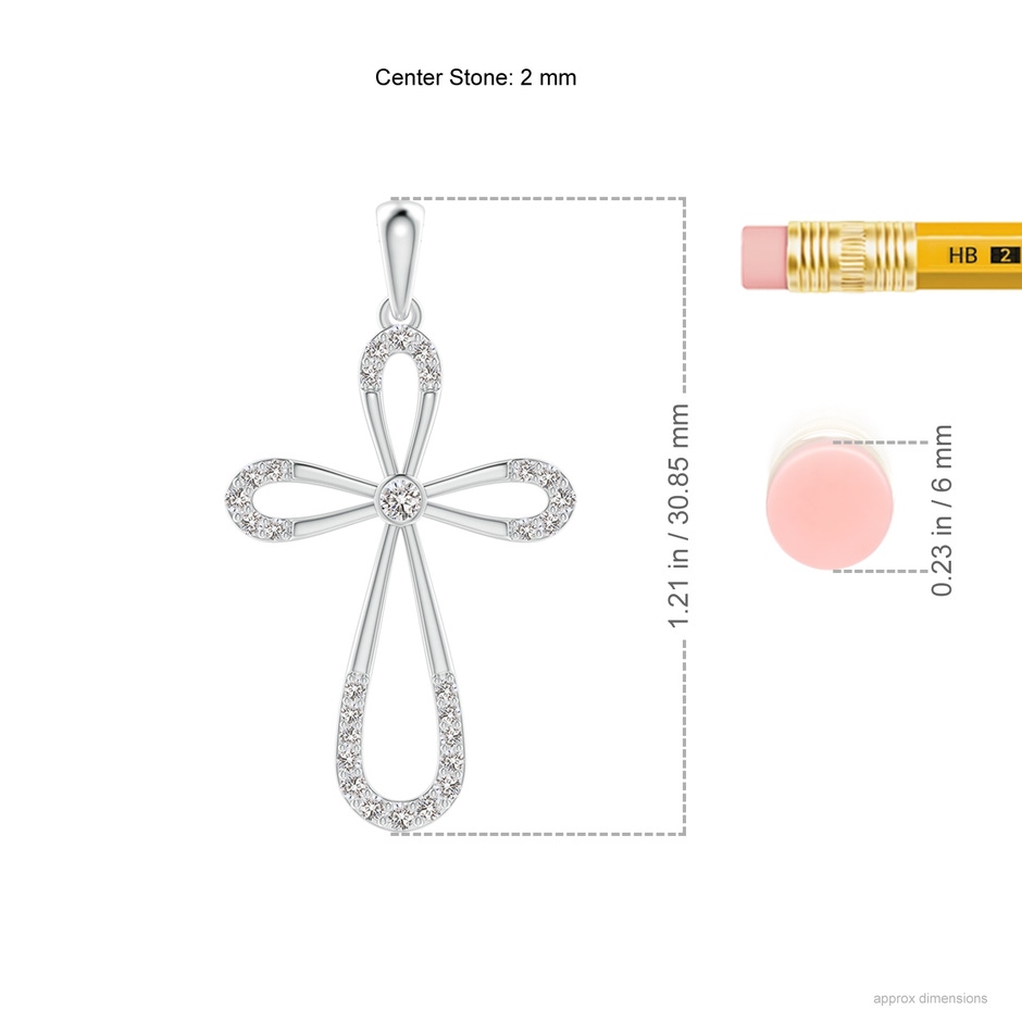2mm IJI1I2 Diamond Infinity Bow Cross Pendant with Bezel-Set Accent in White Gold ruler
