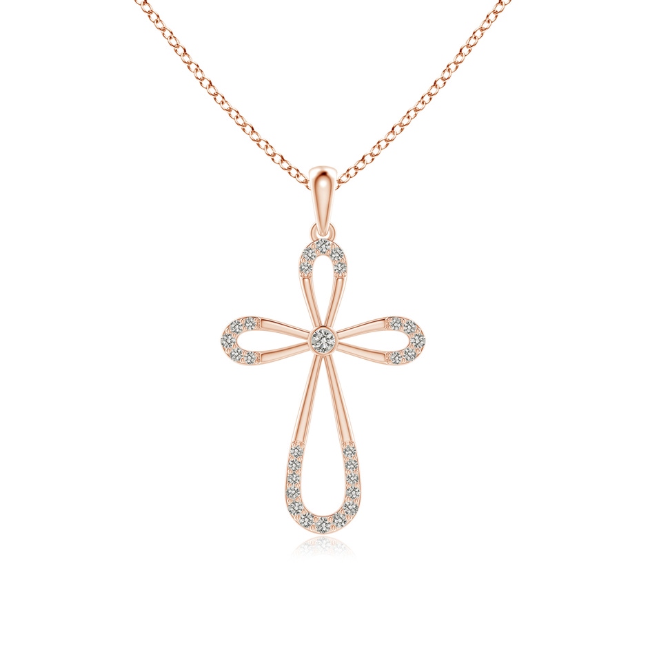 2mm KI3 Diamond Infinity Bow Cross Pendant with Bezel-Set Accent in 18K Rose Gold 