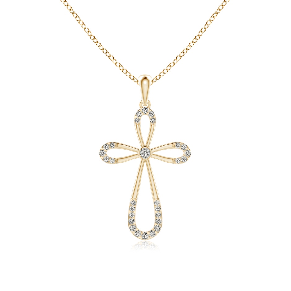 2mm KI3 Diamond Infinity Bow Cross Pendant with Bezel-Set Accent in Yellow Gold 