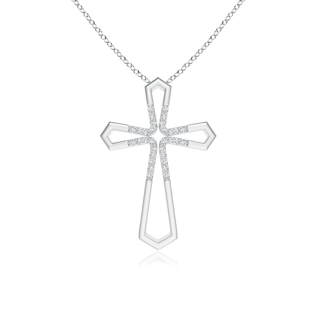 1mm GVS2 Pointed Open Cross Pendant with Diamonds in White Gold