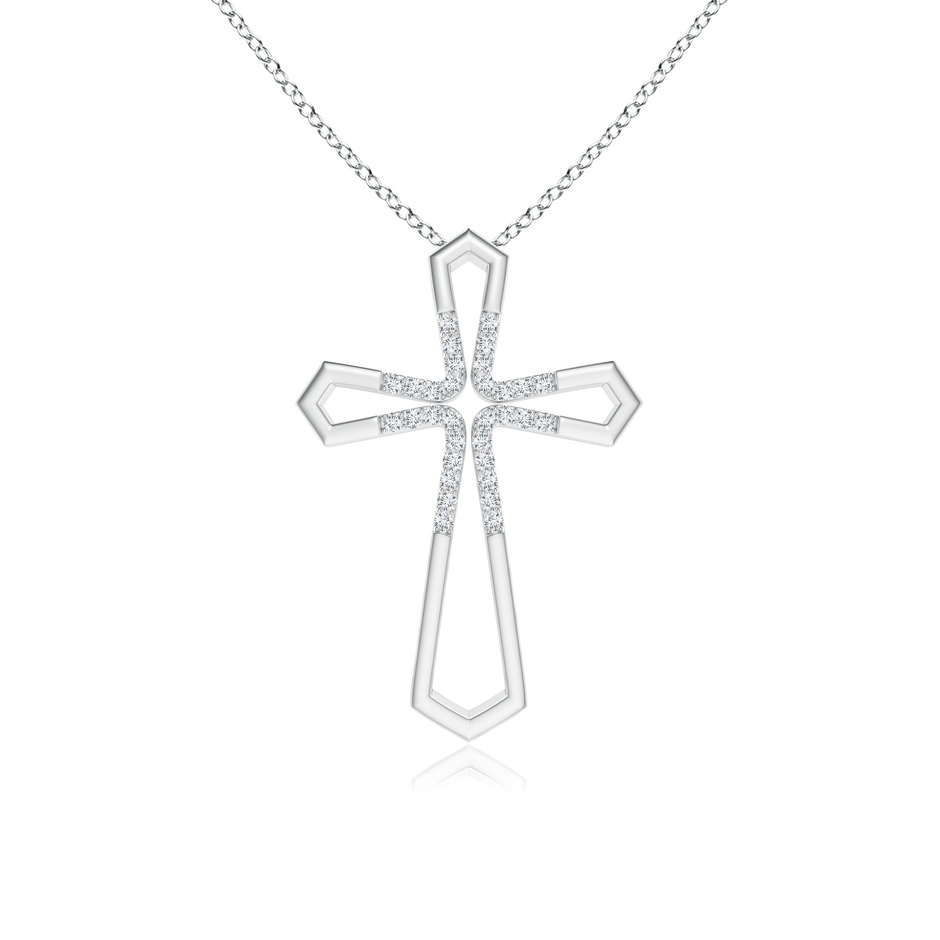 1mm GVS2 Pointed Open Cross Pendant with Diamonds in White Gold 