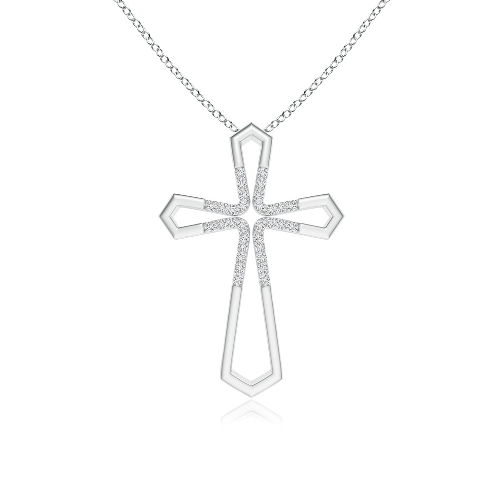 1mm HSI2 Pointed Open Cross Pendant with Diamonds in White Gold