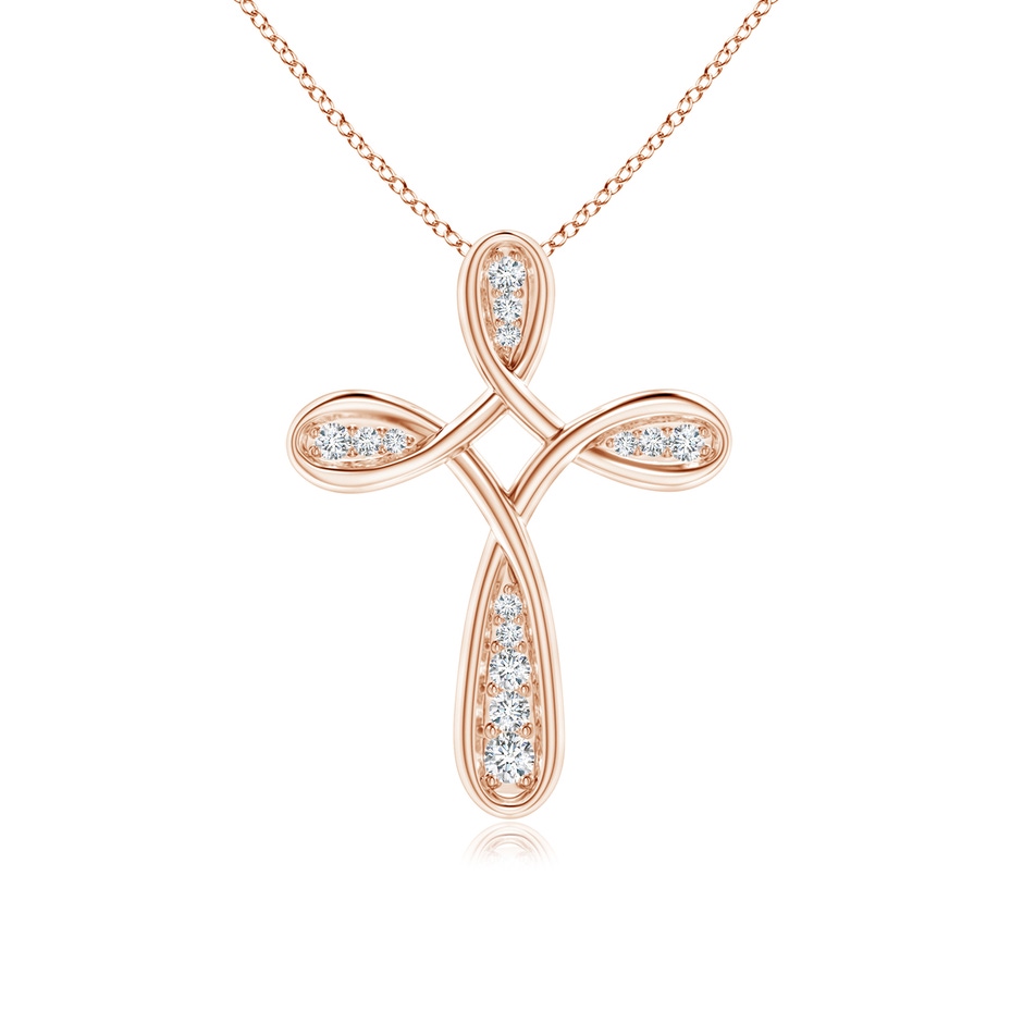 1.7mm GVS2 Pave-Set Diamond Bow Cross Pendant in Rose Gold 