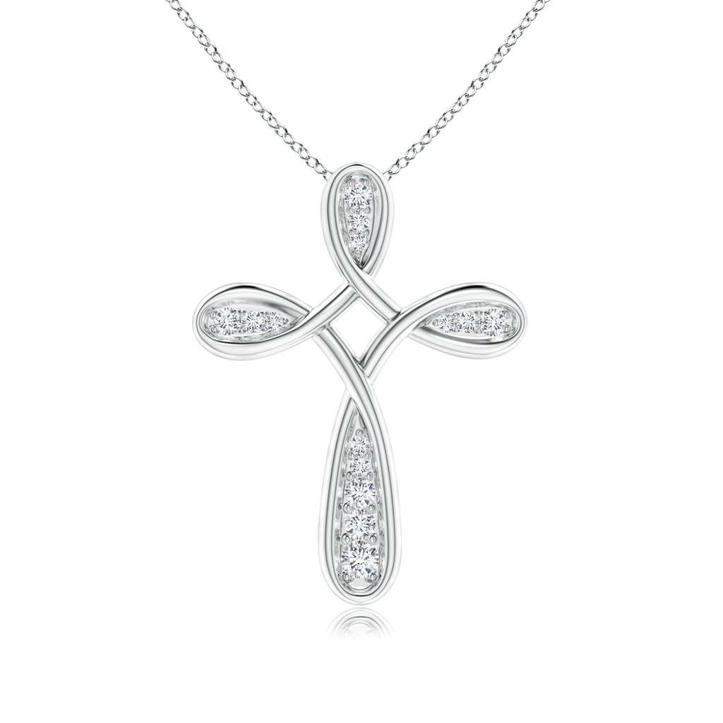 1.8mm GVS2 Pave-Set Diamond Bow Cross Pendant in P950 Platinum