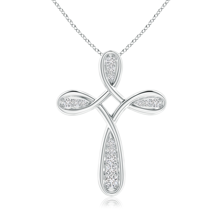 2mm HSI2 Pave-Set Diamond Bow Cross Pendant in White Gold 