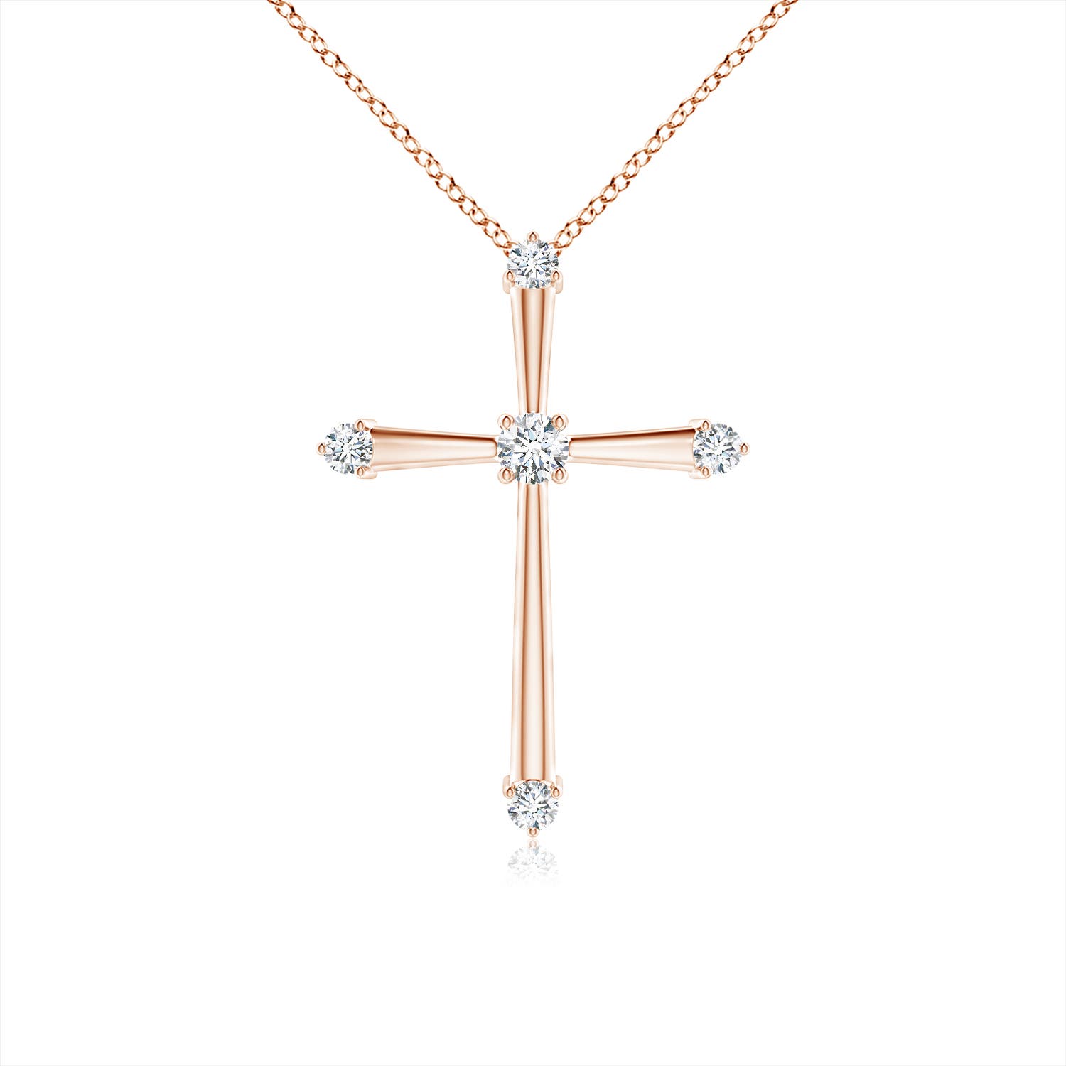 1.9mm GVS2 Classic Diamond Budded Cross Pendant in 18CT Rose Gold