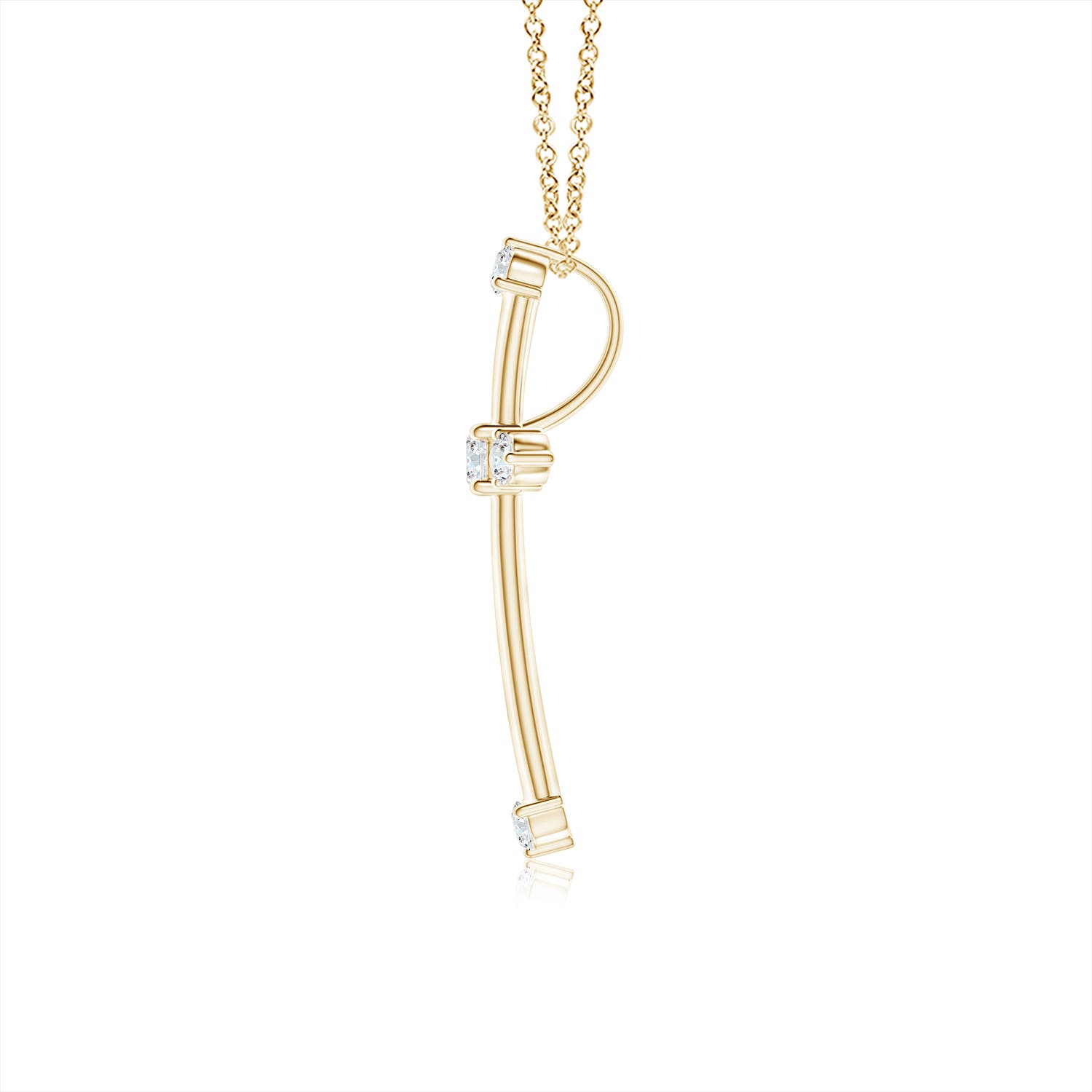 1.9mm GVS2 Classic Diamond Budded Cross Pendant in 18K Yellow Gold