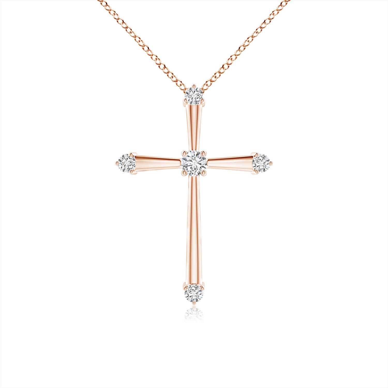 1.9mm HSI2 Classic Diamond Budded Cross Pendant in 18CT Rose Gold