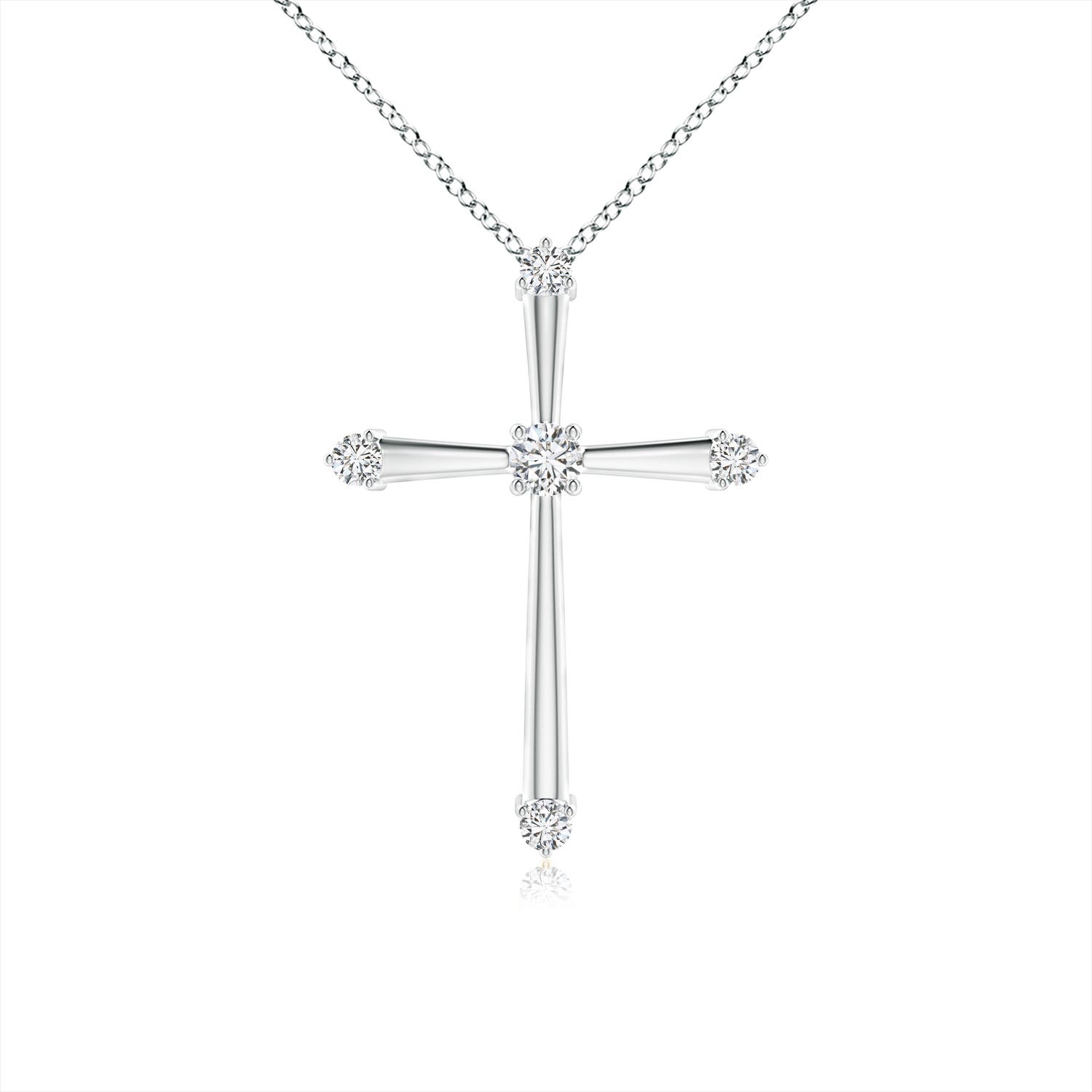 1.9mm HSI2 Classic Diamond Budded Cross Pendant in White Gold