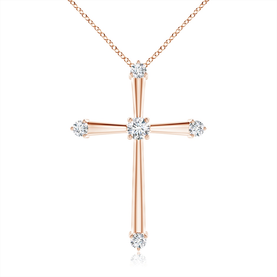 2.3mm GVS2 Classic Diamond Budded Cross Pendant in 18K Rose Gold 