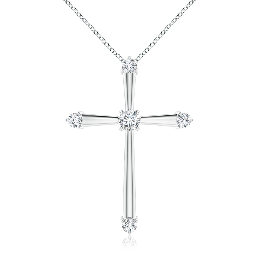 2.3mm GVS2 Classic Diamond Budded Cross Pendant in 18K White Gold