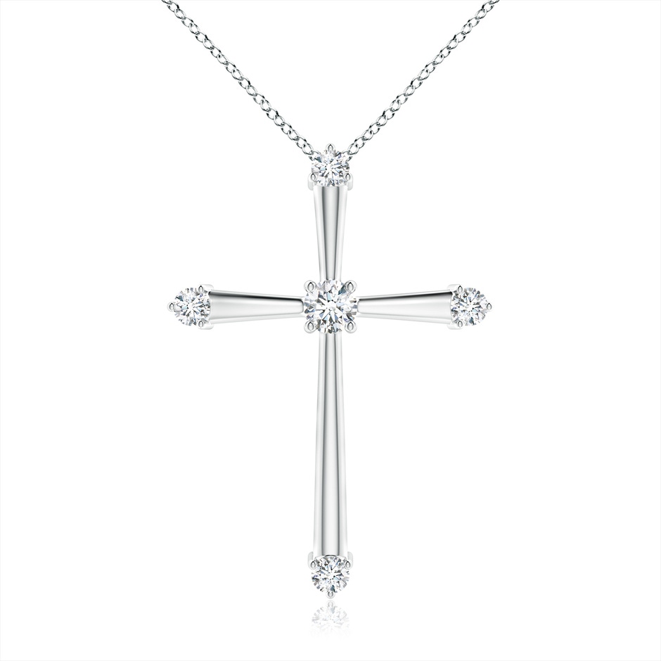 2.3mm GVS2 Classic Diamond Budded Cross Pendant in 18K White Gold 