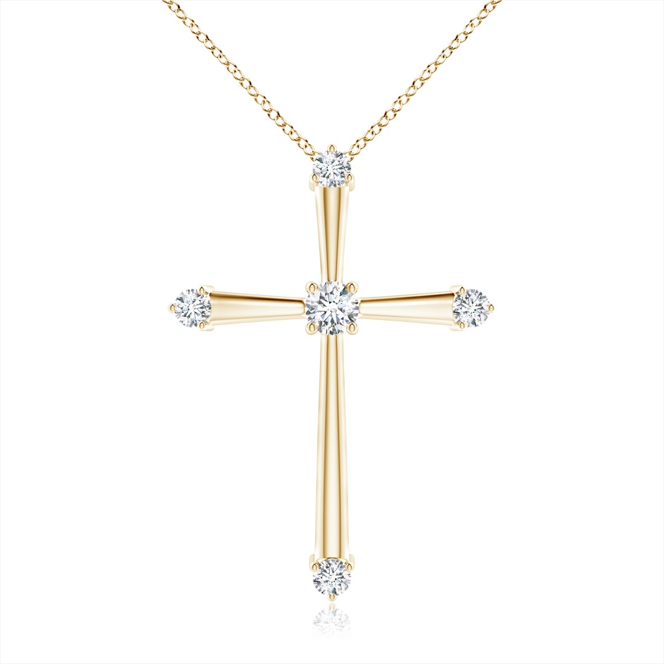 2.3mm GVS2 Classic Diamond Budded Cross Pendant in 18K Yellow Gold 