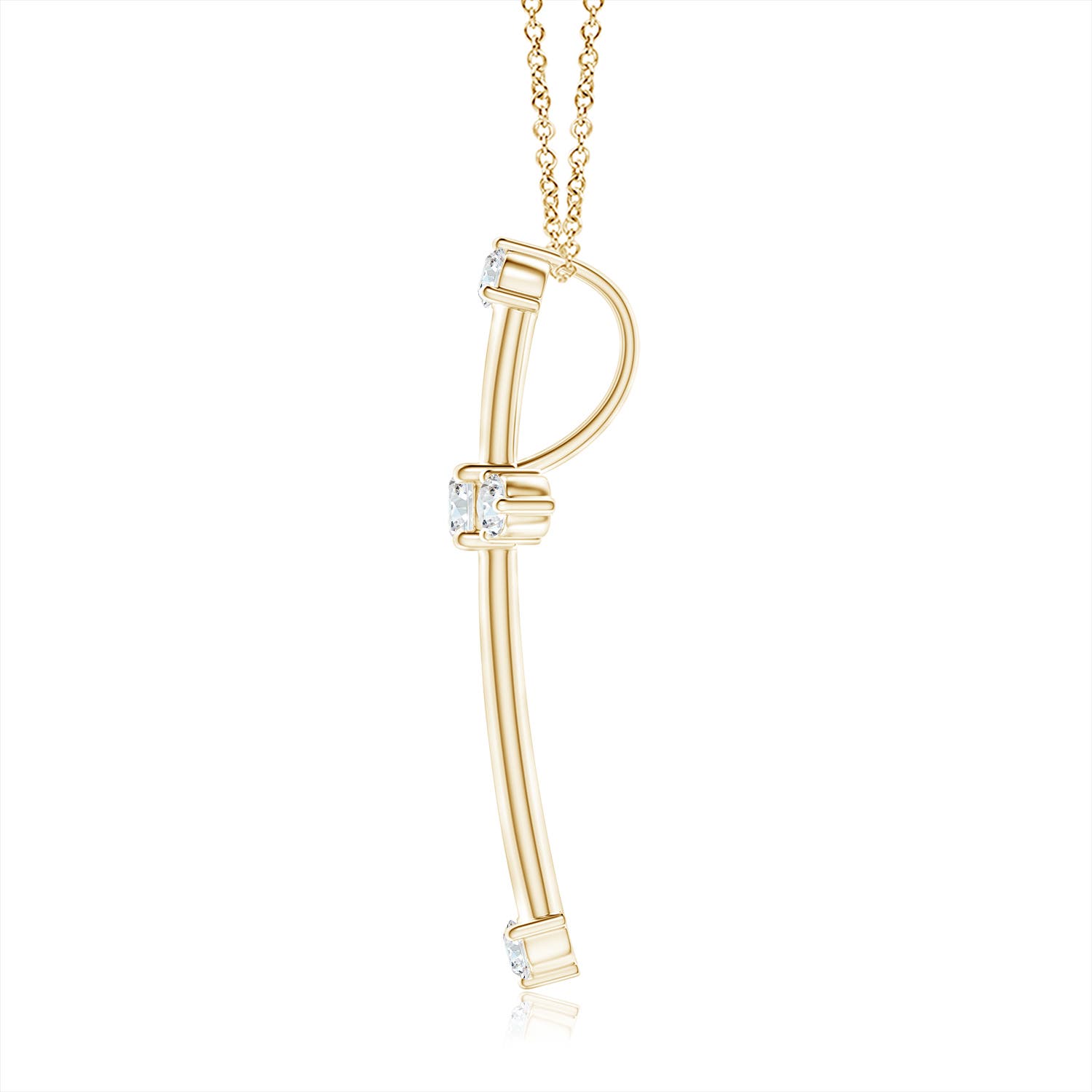 2.3mm GVS2 Classic Diamond Budded Cross Pendant in 18K Yellow Gold