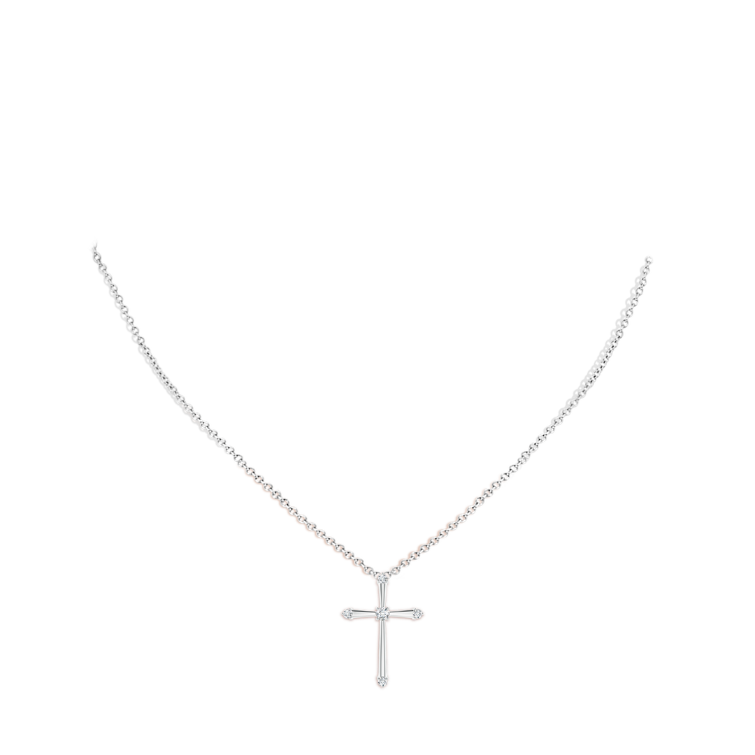2.3mm GVS2 Classic Diamond Budded Cross Pendant in White Gold - body_neck