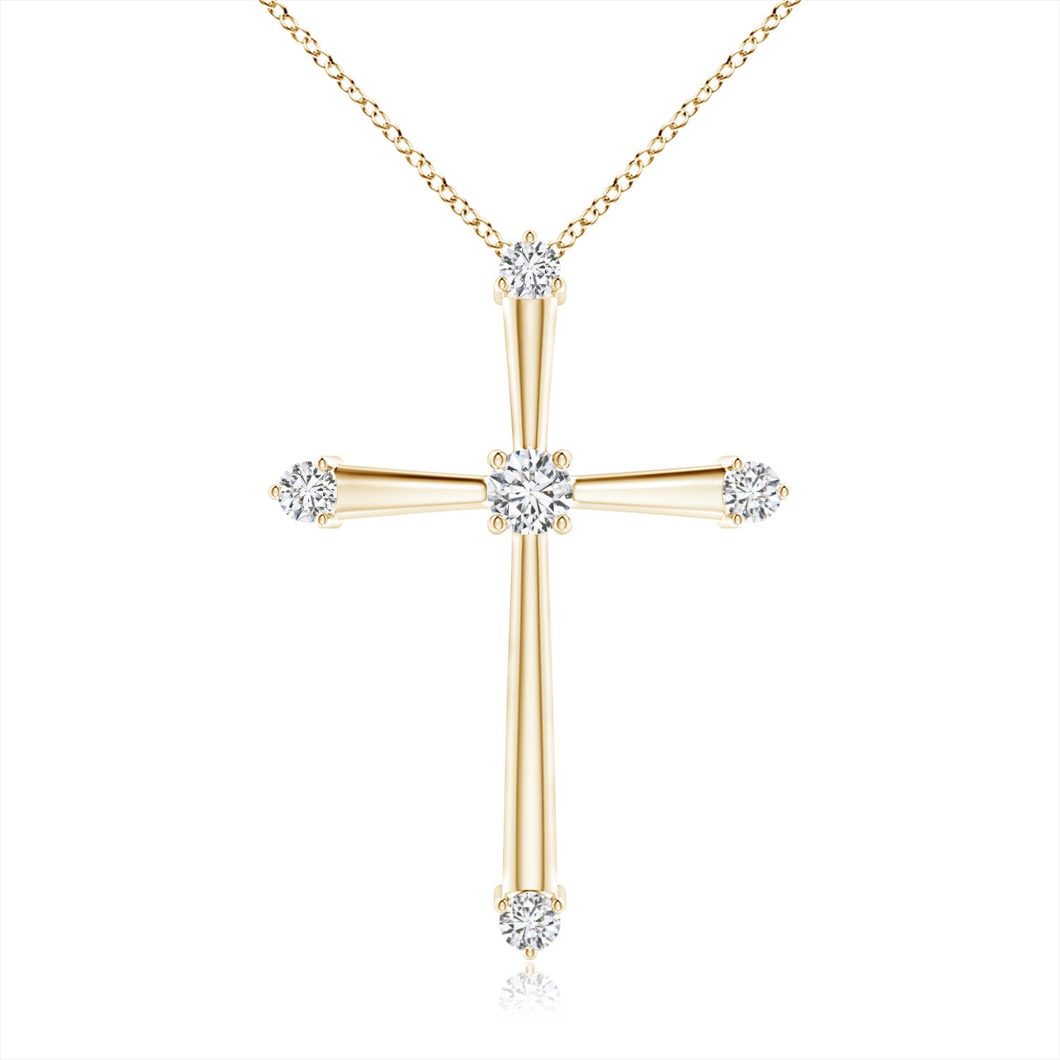 2.3mm HSI2 Classic Diamond Budded Cross Pendant in 18K Yellow Gold