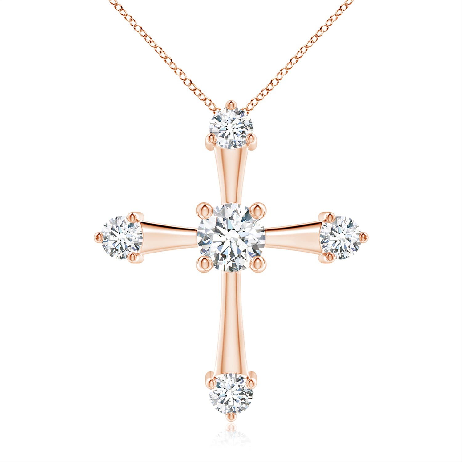 5.1mm GVS2 Classic Diamond Budded Cross Pendant in Rose Gold