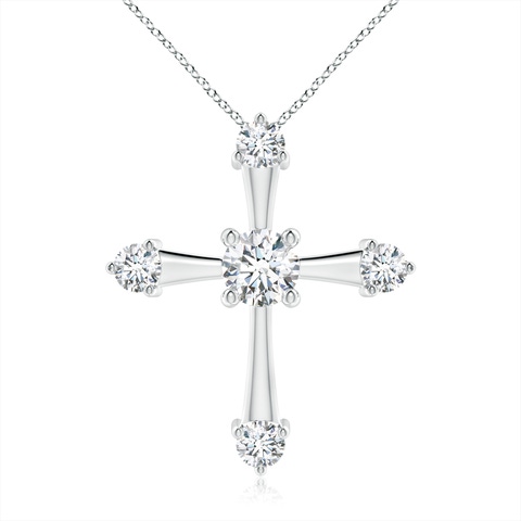 5.1mm GVS2 Classic Diamond Budded Cross Pendant in White Gold