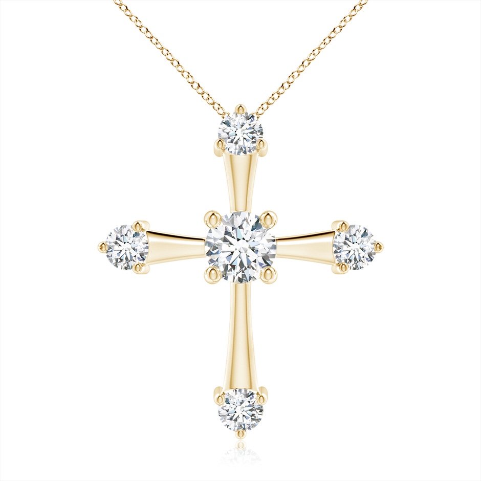 5.1mm GVS2 Classic Diamond Budded Cross Pendant in Yellow Gold 