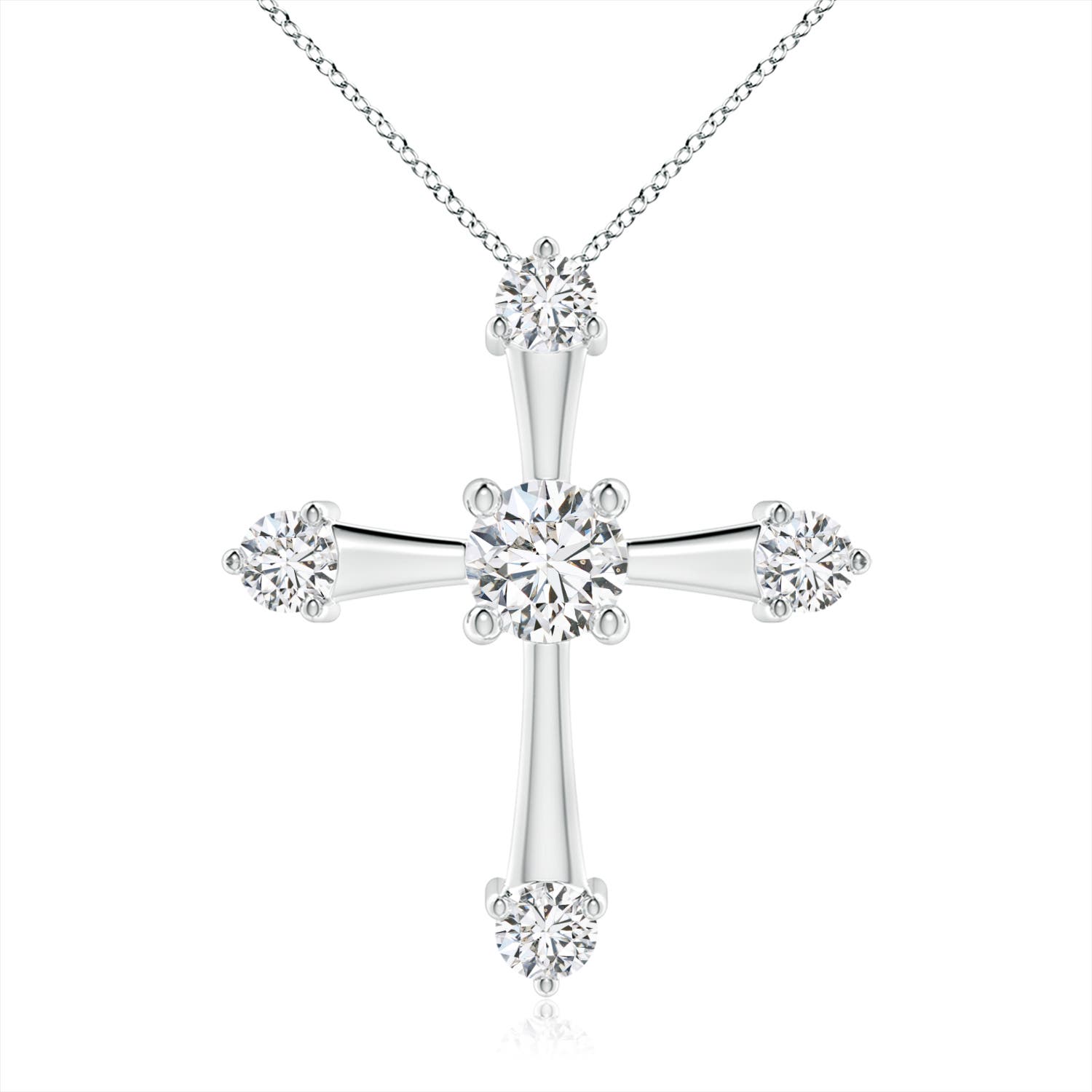 5.1mm HSI2 Classic Diamond Budded Cross Pendant in 18CT White Gold