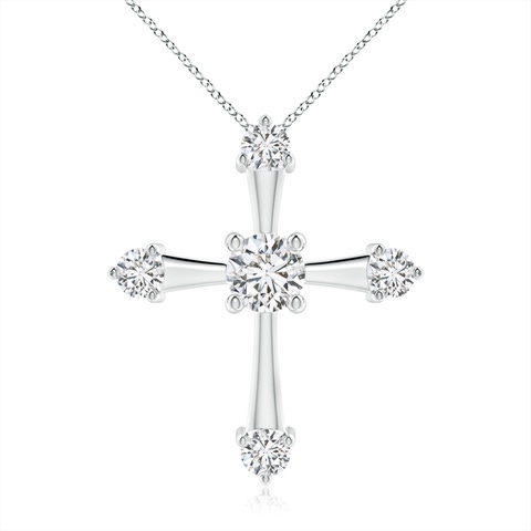 5.1mm HSI2 Classic Diamond Budded Cross Pendant in 18K White Gold